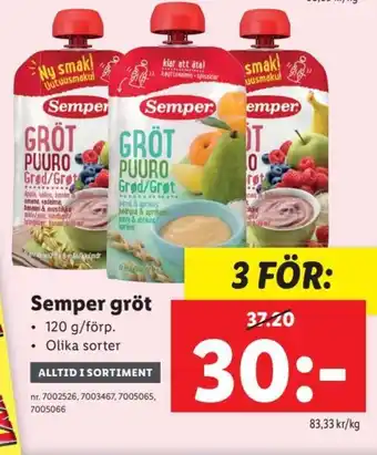 Lidl Semper Gröt erbjuda