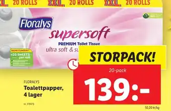 Lidl Floralys Toalettpapper 4 lager erbjuda