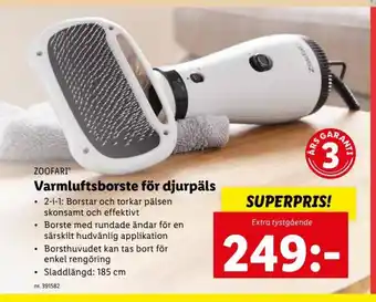Lidl Zoofari Varmluftsborste för djurpäls erbjuda