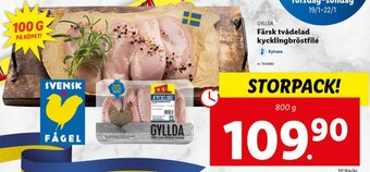 Lidl Färsk Tvådelad Kycklingbröstfilé erbjuda