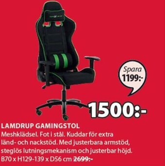 JYSK Lamdrup Gamingstol erbjuda