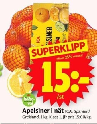 ICA Supermarket Apelsiner i Nät erbjuda