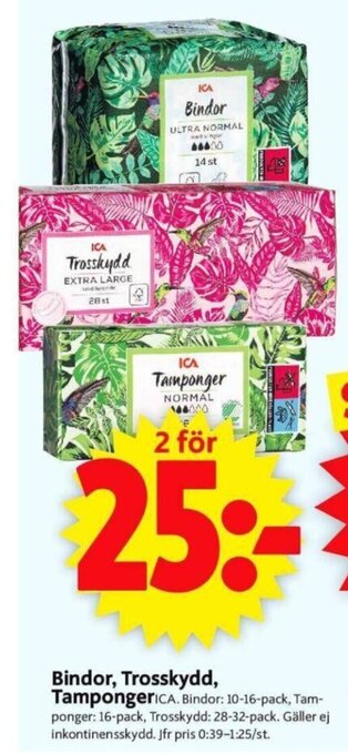 ICA Supermarket Bindor, Trosskydd , Tamponger erbjuda