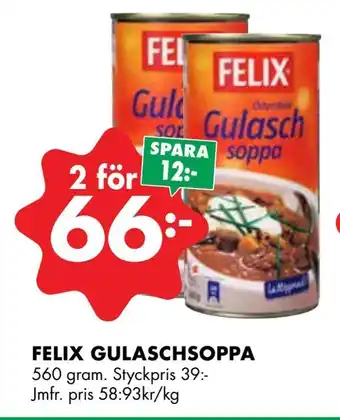 ÖoB Felix gulaschsoppa erbjuda