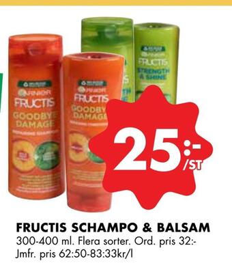 ÖoB Fructis schampo & balsam erbjuda