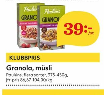 Hemköp Paulùns Granola erbjuda