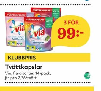 Hemköp Via Tvättmedel Tabs erbjuda
