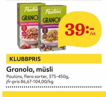 Hemköp Paulùns Müsli erbjuda
