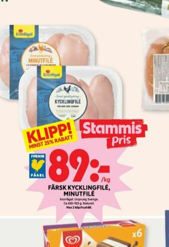 ICA Kvantum Kronfågel Kycklingfilé erbjuda