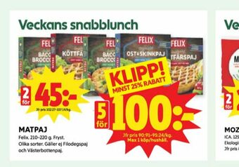 ICA Kvantum Felix Matpajer erbjuda