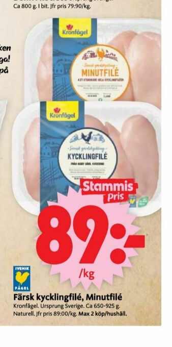ICA Supermarket Kronfågel Kycklingfilé erbjuda