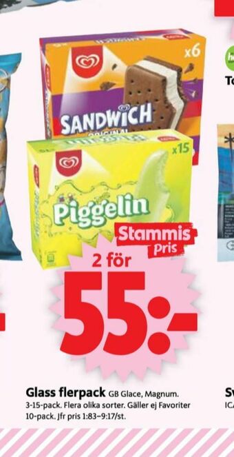 ICA Supermarket GB Sandwich Glassnacks erbjuda