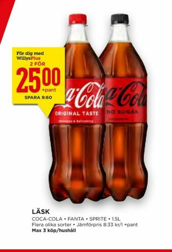 Willys Coca Cola Läskedryck erbjuda