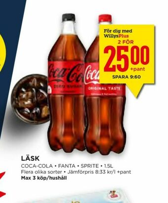 Willys Coca Cola Zero Läskedryck erbjuda