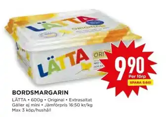 Willys Lätta Bordsmargarin 600g erbjuda