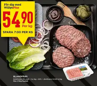 Willys Danmark/Irland Blandfärs 1kg erbjuda