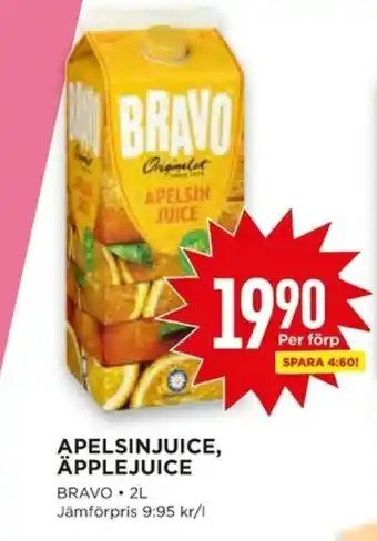 Willys Bravo Apelsinjuice, Äpplejuice 2L erbjuda