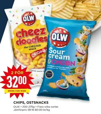 Willys Olw Chips. Ostsnacks 200-275g erbjuda
