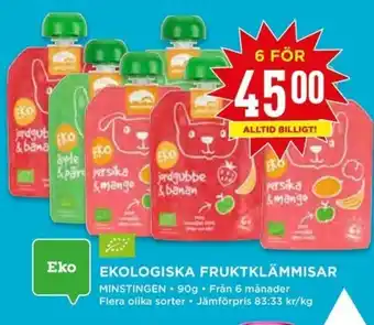 Willys Minstingen Ekologiska Fruktklämmisar 90g erbjuda