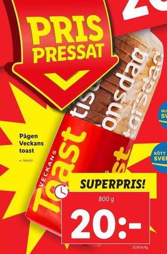 Lidl Pågen veckans toast erbjuda