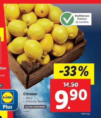 Lidl Citroner erbjuda