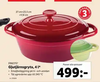 Lidl Gjutjärnsgryta, 4 l erbjuda