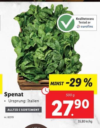 Lidl Spenat erbjuda
