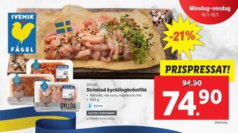 Lidl Strimlad kycklingbröstfilé erbjuda
