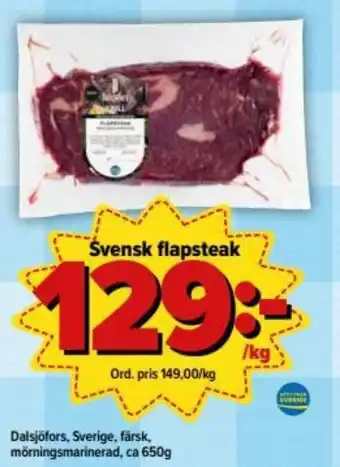 Östenssons Dalsjöfors Svensk flapsteak 650g erbjuda
