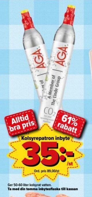 Östenssons Kolsyrepatron inbyte 50-60 liter erbjuda