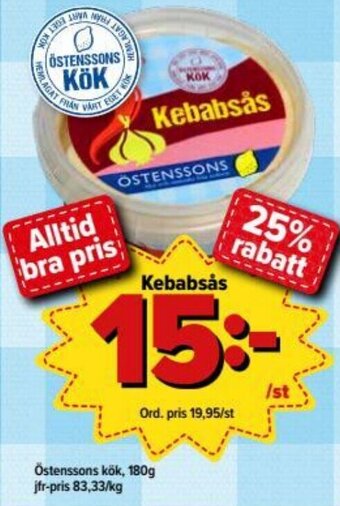 Östenssons Östenssons kök Kebabsås 180g erbjuda
