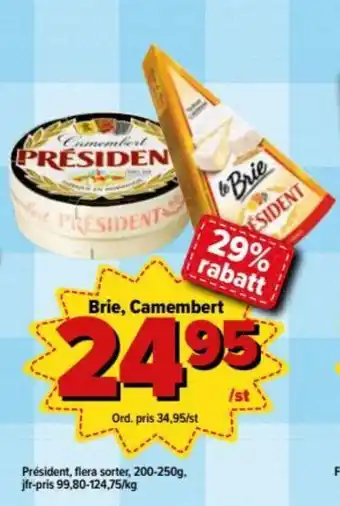 Östenssons Président Brie, Camembert 200-250g erbjuda