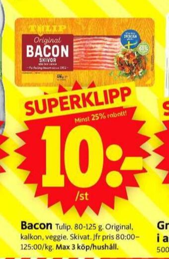 ICA Supermarket Tulip baconskivor erbjuda