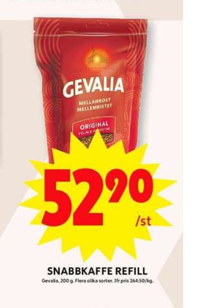 Gevalia instant kaffe erbjudande hos ICA Maxi