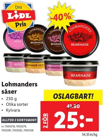 Lidl Lohmanders såser 230g erbjuda