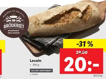 Lidl Levain 700g erbjuda