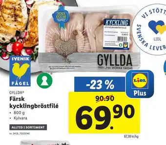 Lidl Gyllda Färska kycklingbröstfilé 800g erbjuda