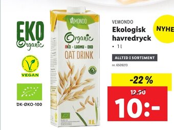 Lidl Vemondo Ekologisk havredryck 1L erbjuda