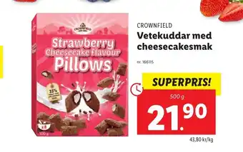 Lidl Crownfield Vetekuddar med cheesecakesmak 500g erbjuda