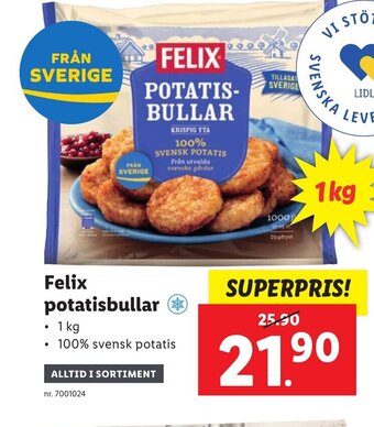 Lidl Felix potatisbullar 1kg erbjuda