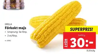 Lidl Grilla Förkokt majs 2x450g erbjuda
