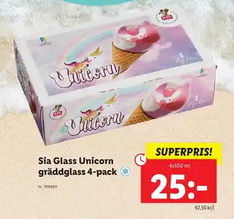 Sia Glass Unicorn gräddglass 4-pack 100ml