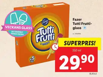 Lidl Fazer Tutti Fruttiglass 350ml erbjuda