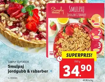Simply Superior Smulpaj jordgubb & rabarber 700g