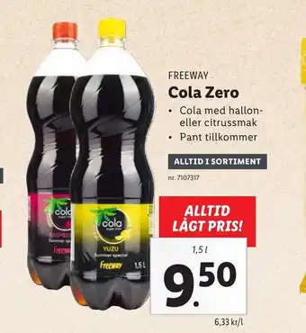 Lidl Freeway Cola Zero 1,5L erbjuda