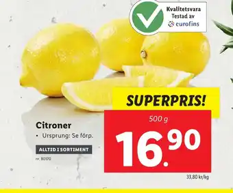Lidl Citroner 500g erbjuda