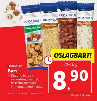 Lidl Eridanous Bars 60-70g erbjuda