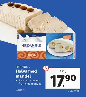 Lidl Eridanous Halva med mandel 250g erbjuda