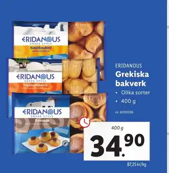 Lidl Eridanous Grekiska bakverk 400g erbjuda
