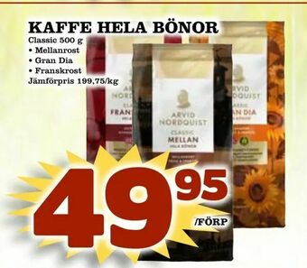 Bonum Matmarknad Kaffe hela bönor erbjuda